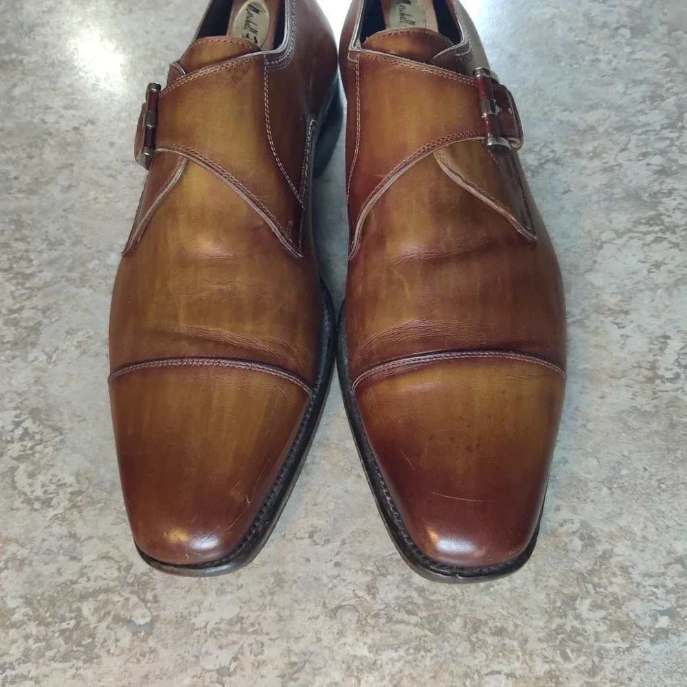 Magnanni Marco II Oxfords Men's 10.5 M Brown Leather Monk Strap *Excellent Shape